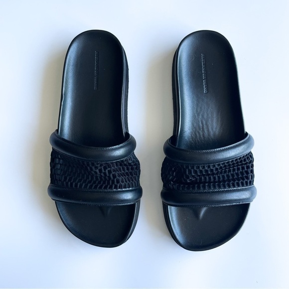 Nwob ALEXANDER WANG Jac Mesh and Leather Women’s Slides Black Sz 38 - Picture 2 of 7